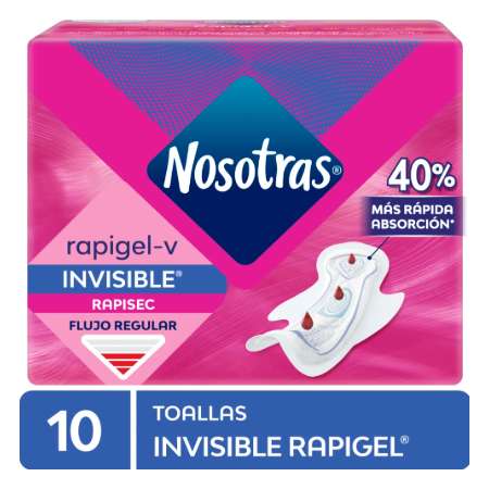 TOALLA NOSOTRAS  INVISIBLE RAPIGEL 10 TOALLAS